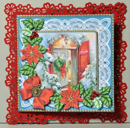 Christmas Door Red Poinsettia Decoupage Step by Step Sheet by Kristina Norbat