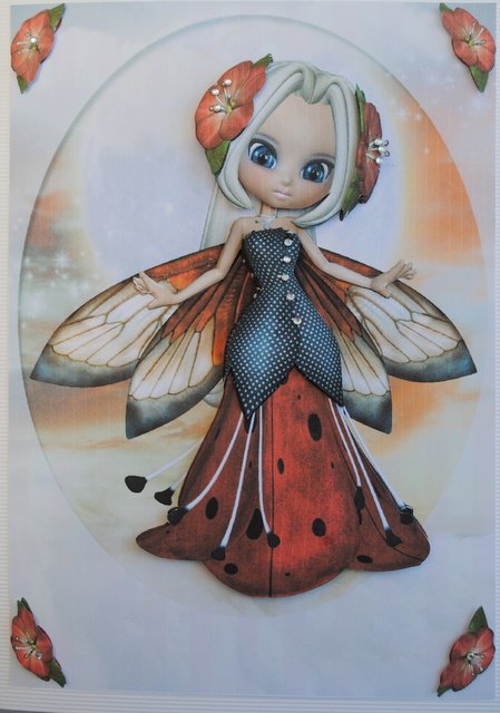 Red Fantasy Fairy Decoupage by Kristina Norbat