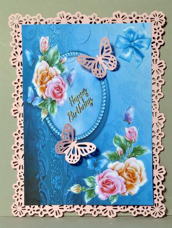 Pastel Fancy Roses, Pearls & Butterflies with Corner Stacker by Kristina Norbat