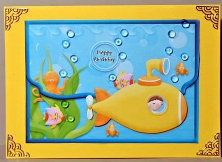 Yellow Submarine Fancy Scalloped Edge Envelope Card by Kristina Norbat