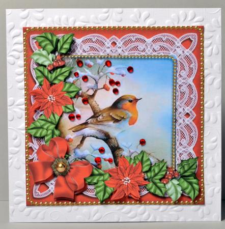 Red Robin Red Poinsettia Decoupage Step by Step Sheet by Kristina Norbat