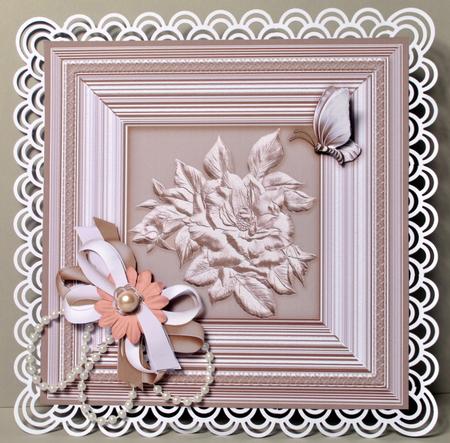 Caramel Roses in a Frame 8in x 8in Decoupage by Kristina Norbat