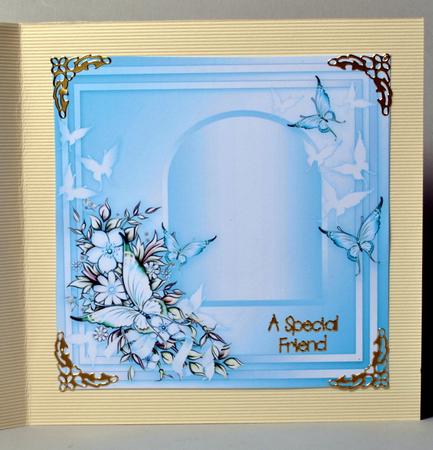 Aqua Flowers and Butterflies on an Arched Frame 8x8 Insert P by Kristina Norbat
