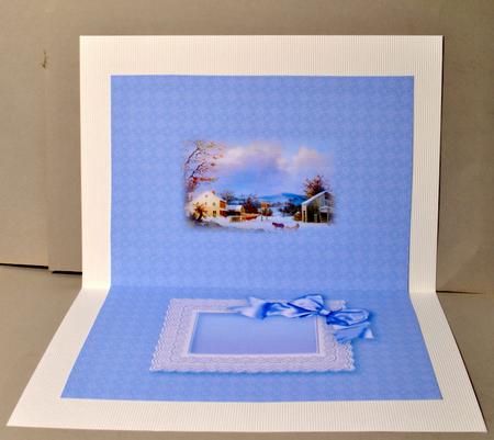 Country Snow Scene in a Broderie Anglaise Frame A5 Insert by Kristina Norbat