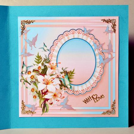 Lilies and Butterflies on a Broderie Anglaise Doily 8x8 Inse by Kristina Norbat