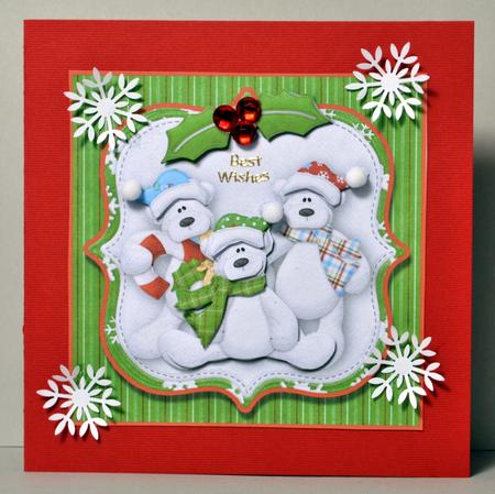 Beary Christmas Buddy's 8x8 Card Front with Decoupage by Kristina Norbat