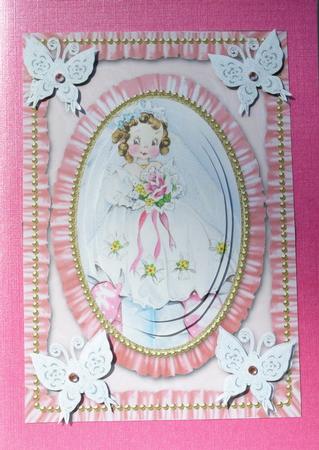 Cheeky Bride Lace Butterfly Ruffle Card Front by Kristina Norbat