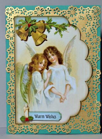 Sisterly Christmas Angels - Scalloped Edge Card by Kristina Norbat
