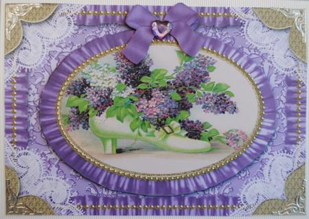 Lilac Shoe Lace N Ruffles Card Front Step by Step by Kristina Norbat