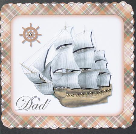 Sailing Ship Brown Decoupage Quick Card Front by Kristina Norbat