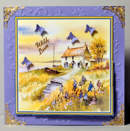 Coastal Cottage Scene with Fishing Boat - No Greeting by Kristina Norbat
