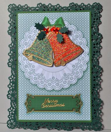 Pretty Lace Doily Card Fronts in Christmas Red and Green by Kristina Norbat