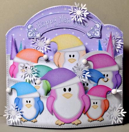 3D Xmas Pastel Penguins Pop Out Card Kit by Kristina Norbat