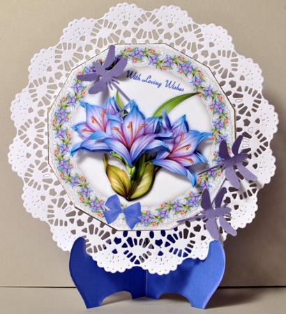Floral Fantasy Plate Card and Stand with Decoupage by Kristina Norbat