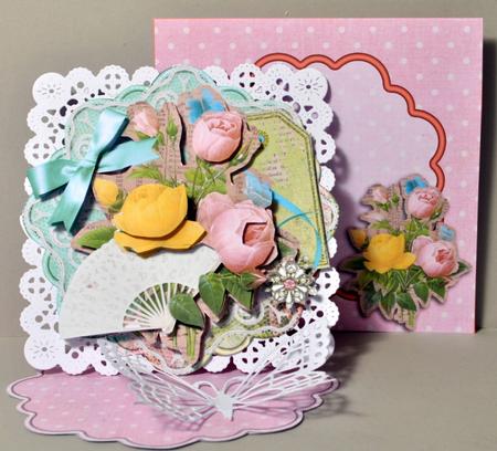 Shabby Cottage Flower Shaped Easel Card Kit by Kristina Norbat