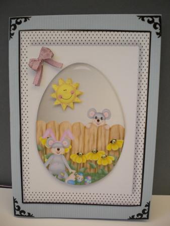 Mice Easter Egg Scene Card Front by Kristina Norbat