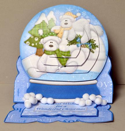 Polar Bears Snow Globe Mini Easel Card by Kristina Norbat