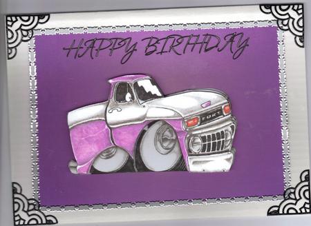 Lilac Truck Card Front with Decoupage by Kristina Norbat