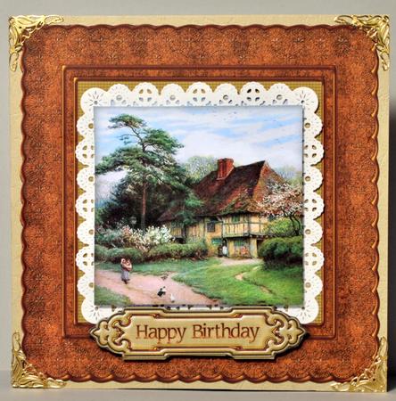 Beautiful Vintage Cottage 8in x 8in Decoupage by Kristina Norbat