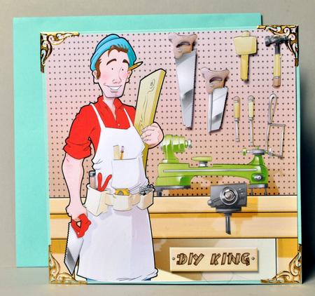 DIY Carpenter/joiner Dude 8x8 Quick Card by Kristina Norbat