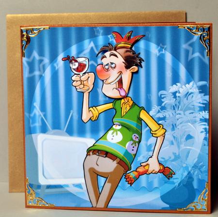 Drunk Party Dude 8x8 Quick Card by Kristina Norbat
