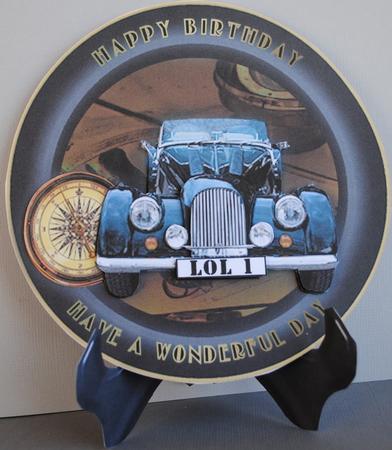Vintage Car 3D Birthday Step by Step Plate Card by Kristina Norbat