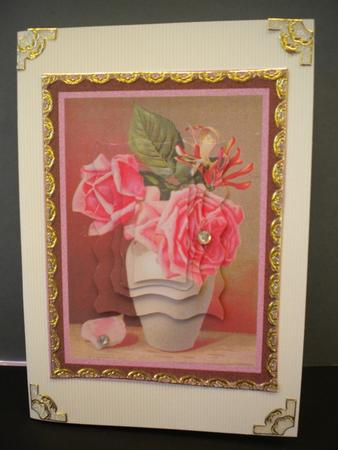 Pink Roses in Pot Vase by Kristina Norbat