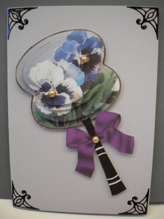 Giant Pansies Oriental Hand Fan 3D Toppers by Kristina Norbat