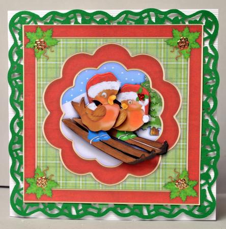 Skiing Robins Christmas Topper & Decoupage by Kristina Norbat