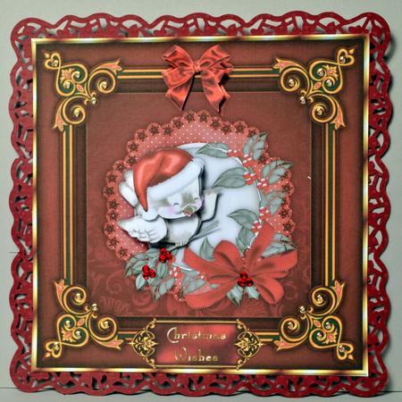 The Christmas Sparrow Square Card Front with Decoupage by Kristina Norbat