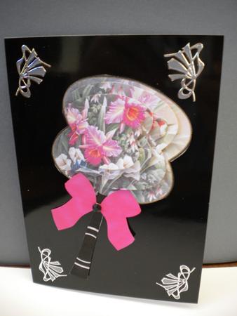 Exotic Flowers Oriental Hand Fan 3D Toppers by Kristina Norbat