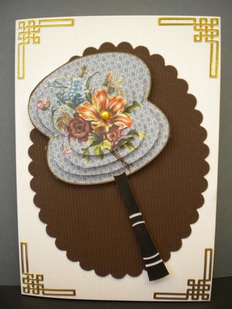 Mixed Flower Bunch Oriental Fan 3D Topper by Kristina Norbat