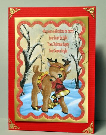 Cute Christmas Reindeer Scene with Duo Corner Stacker by Kristina Norbat