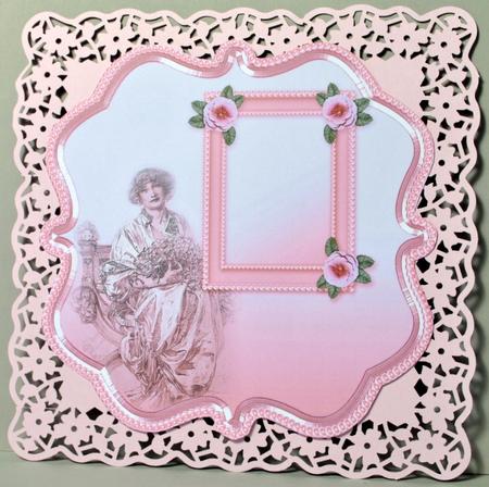 Lady with Pink Paper Roses - 8in x 8in Insert Plate by Kristina Norbat