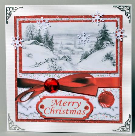 Vintage Snow Scene Christmas Red Colour Theme by Kristina Norbat