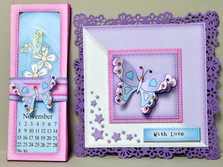 Butterfly Everlasting Calendar Bookmark Gift Set Quick Card by Kristina Norbat