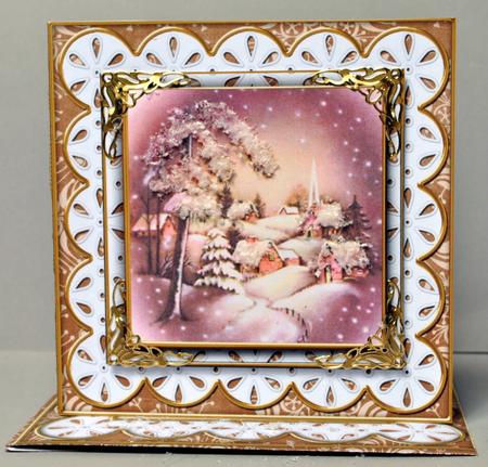 Snowy Village Flake Anglaise Scallop Square 3D Card Kit by Kristina Norbat