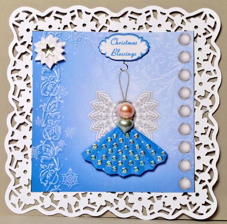 Little Angel in Blue Square Card Front with Step by Step by Kristina Norbat