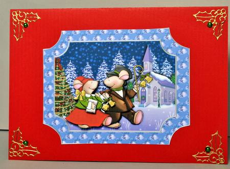 Christmas Mice at Midnight Mass Decoupage by Kristina Norbat
