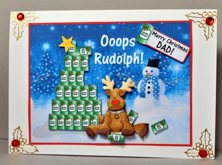 How Rudolph Got His Red Nose - Male Christmas Card Front by Kristina Norbat