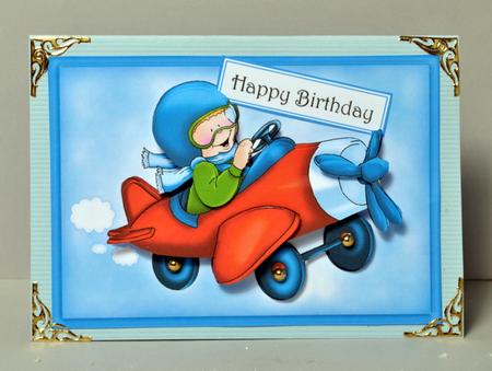 Flying High Airplane - Decoupage Card by Kristina Norbat
