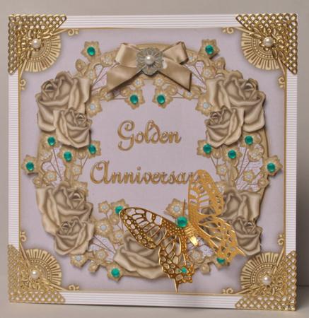 Golden Roses Gold Anniversary Decoupage 3D Ring Sheet by Kristina Norbat
