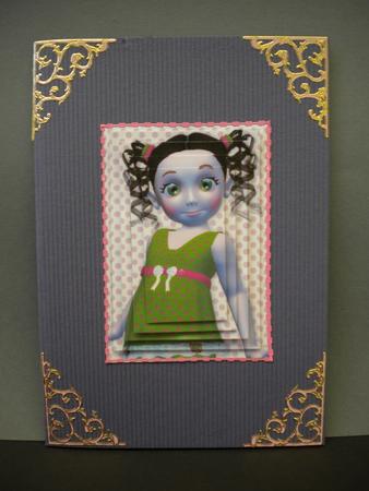 Cute Little Girl Dressed in Green & Pink by Kristina Norbat