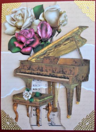 Roses and Piano Card Front and Decoupage - Sheet 1 of 2 by Kristina Norbat
