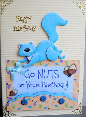 Go Nuts on Your Birthday! - Over the Edge Card Front by Kristina Norbat