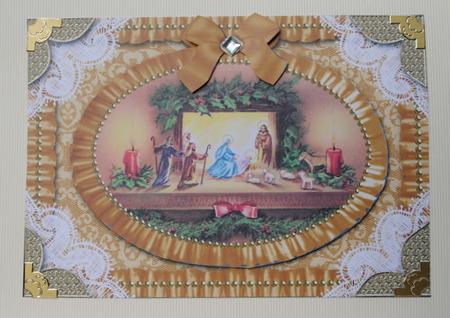 Christmas Nativity Lace N Ruffle Card Front Step by Step by Kristina Norbat