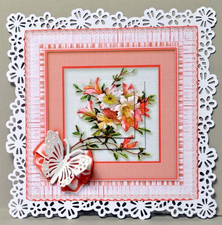 Springtime Flowers in a Lace Frame Pyramage 8in x 8in by Kristina Norbat