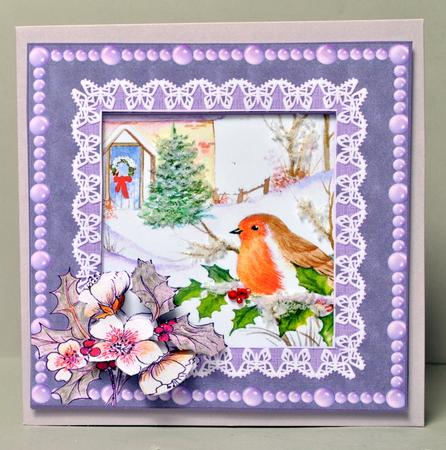 Robins with Lilac Frame Step by Step Decoupage by Kristina Norbat