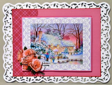 2 Winter Cottages with Roses Decoupage by Kristina Norbat