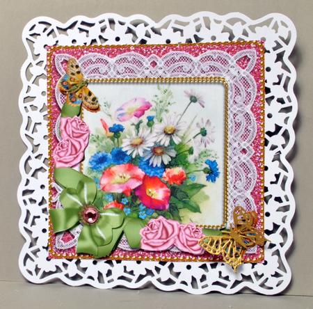 Wildflowers Pink Rose Glitter 3D Decoupage Step by Step by Kristina Norbat